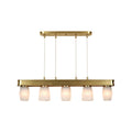 Eenvoudige gouden hanglamp met vijf lichtschoepen