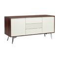 Moderne houten kast met witte deuren en metalen poten