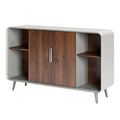 **Moderne Kast met Houten Deuren en Open Planken**